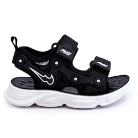 Tobias Boys Velcro Sandals Black And White 3