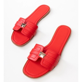 Red women's slippers with an ornament on the belt 2