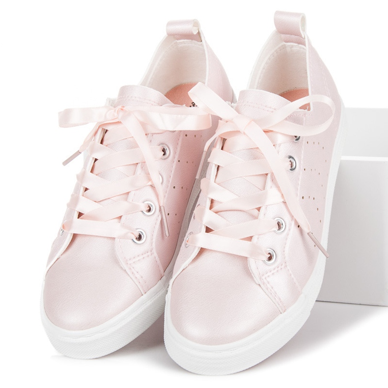 Kylie Pink Sneakers Tied With A Ribbon 1