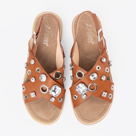 Caramel women's sandals with studs beige 1