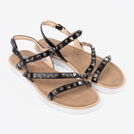 Black women's sandals with studs 1