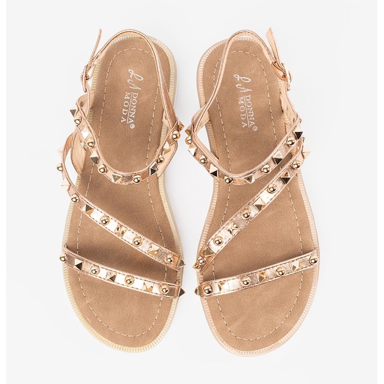 Golden women's sandals with studs 1