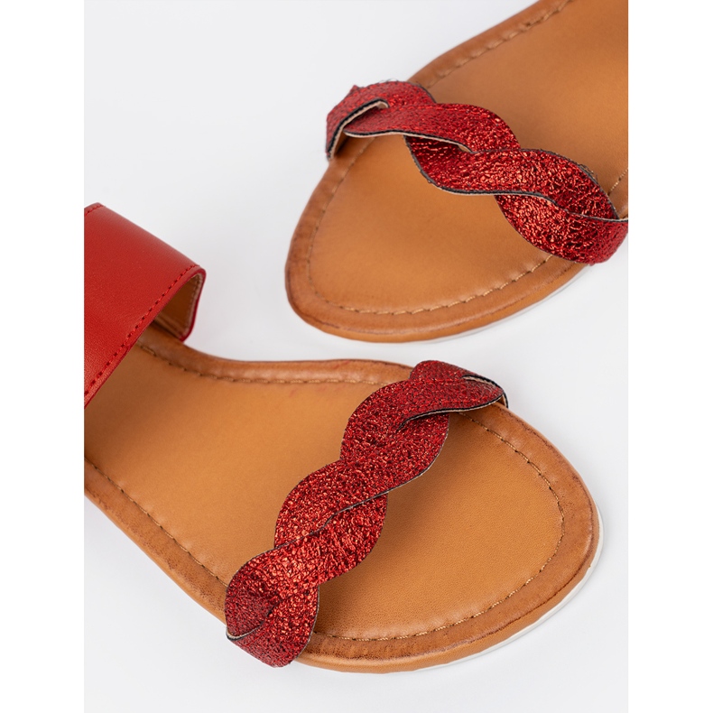 Red flat sandals with glitter 1