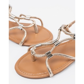 Women's sandals flip -flops with decorative stripes golden 1