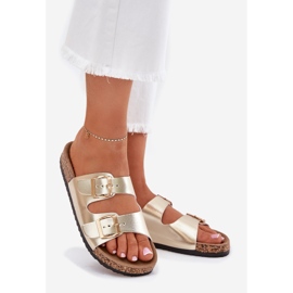 EVento Women's flip flops with eco -leather buckles golden 1