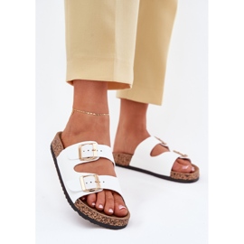 EVento Women's flip flops with eco buckles white leather 2 EVento Women's flip flops with eco buckles white leather 2