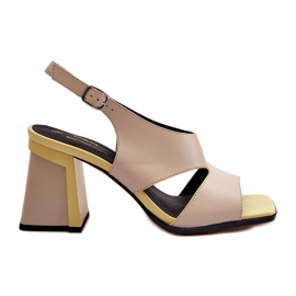 S.Barski Women's Sandals on a High Heel Beige D&amp;A MR38-153 2