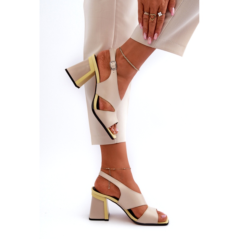 S.Barski Women's Sandals on a High Heel Beige D&amp;A MR38-153 4