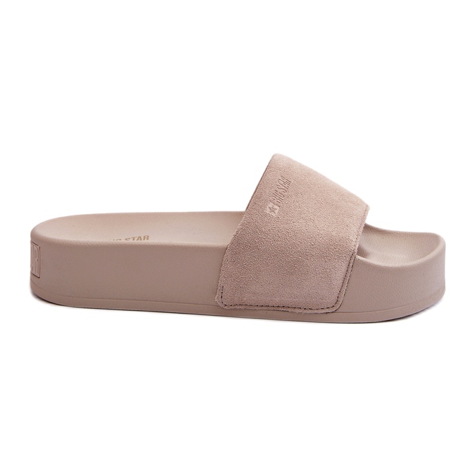 Women's Suede Slides on the Platform Big Star NN274A671 Beige 1