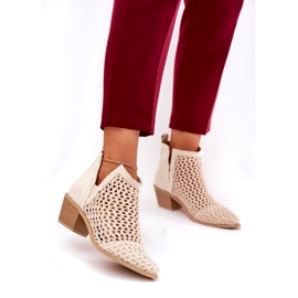 Openwork women's high heels with cutouts and bright beige braids 2