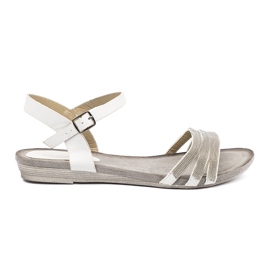 Shelvt Stylish women's sandals with glitter stripes multicolored 2