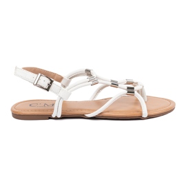 White sandals of flip -flops with decorations 2