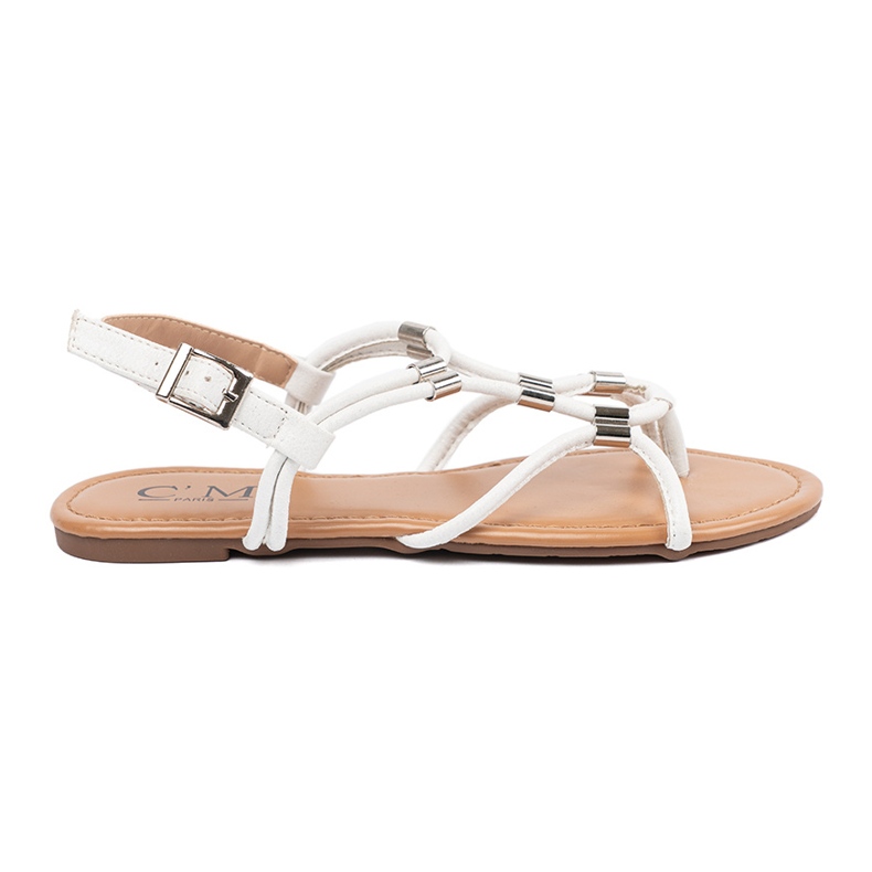 White sandals of flip -flops with decorations 2