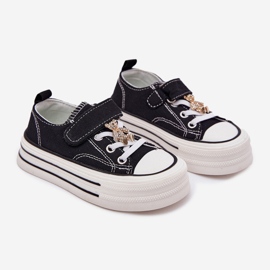 Girls' sneakers with a golden pin black 1