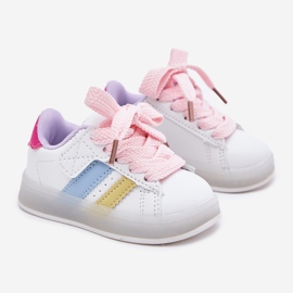 Children's sneakers sports shoes with a glowing white-pink sole 1 Children's sneakers sports shoes with a glowing white-pink sole 1