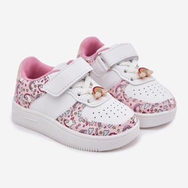 Children's sneakers sports shoes pink unicorns white 1