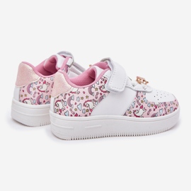 Children's sneakers sports shoes pink unicorns white 2