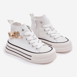 High children's sneakers with a golden decoration white 1 High children's sneakers with a golden decoration white 1