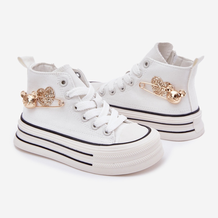 High children's sneakers with a golden decoration white 2 High children's sneakers with a golden decoration white 2