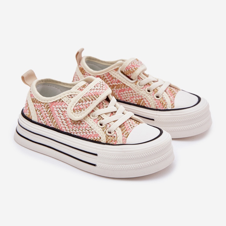 Girls' pink velcro sneakers 1
