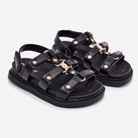 Girls' Sandals with a golden detail black 1 Girls' Sandals with a golden detail black 1