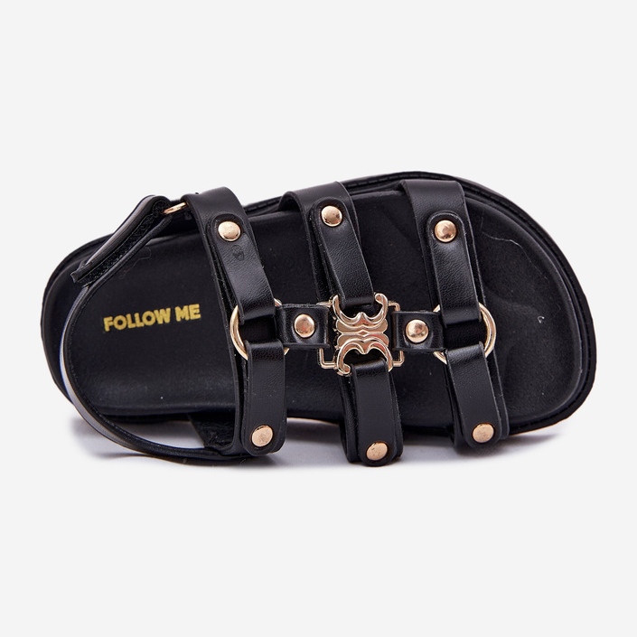 Girls' Sandals with a golden detail black 2 Girls' Sandals with a golden detail black 2