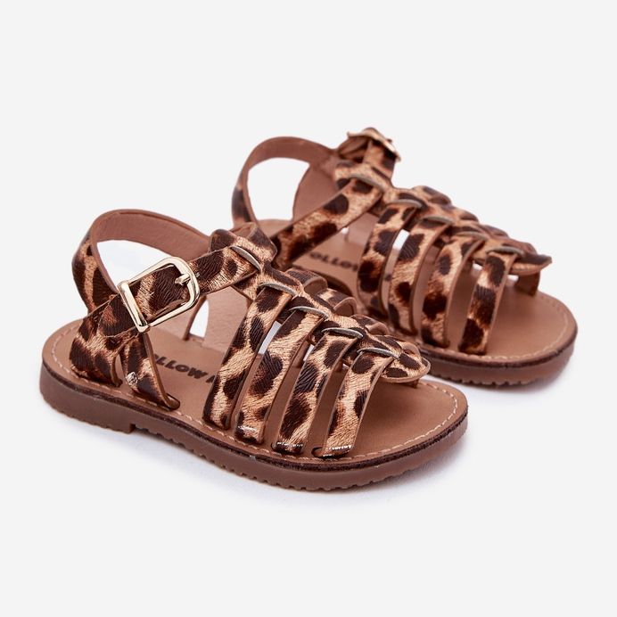 Children's sandals with eco leather leopard print brown 1 Children's sandals with eco leather leopard print brown 1