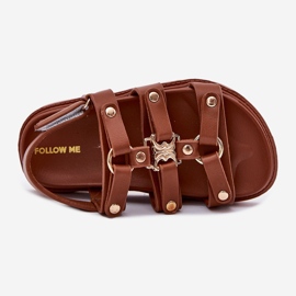 Girls' Sandals with golden detail brown 2