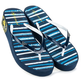 Mckeylor Striped wedge flip-flops blue 1