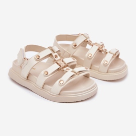 Girls' sandals with golden detail beige 1 Girls' sandals with golden detail beige 1