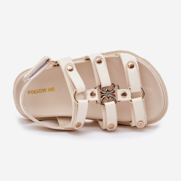 Girls' sandals with golden detail beige 2 Girls' sandals with golden detail beige 2