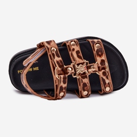 Girls' sandals with a golden detail leopard brown 2 Girls' sandals with a golden detail leopard brown 2