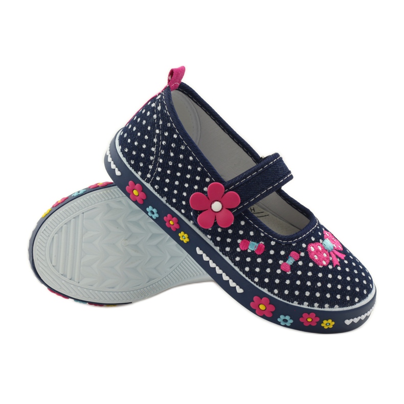 American Club Sneakers with a polka dot American leather insole navy blue pink white 3