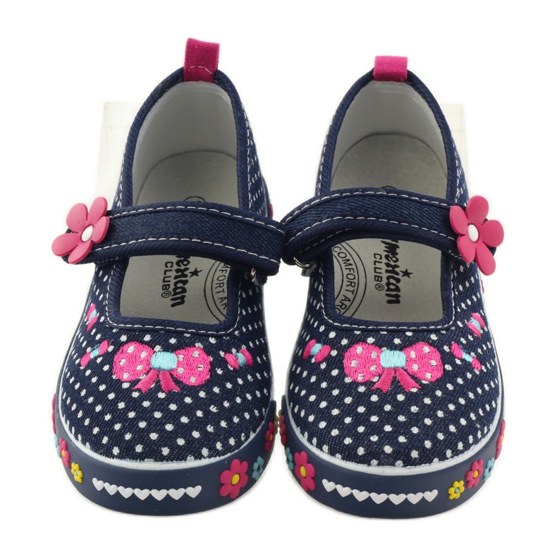 American Club Sneakers with a polka dot American leather insole navy blue pink white 4