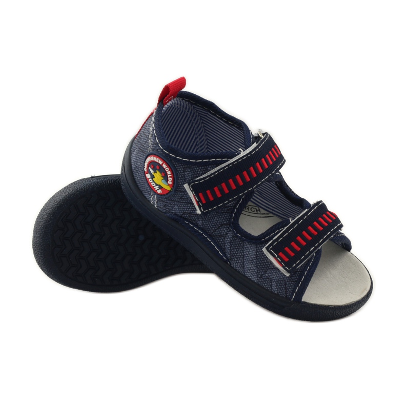 American Club American leather insole sandals navy blue red 3 American Club American leather insole sandals navy blue red 3