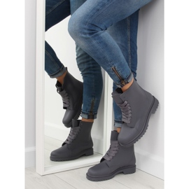Gray lace-up boots D56P gray grey 1