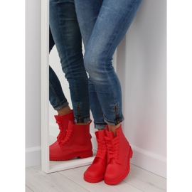 Red laced boots galoshes D56P red 2