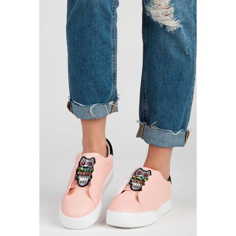 Vices Slip-on sneakers with owls pink 1