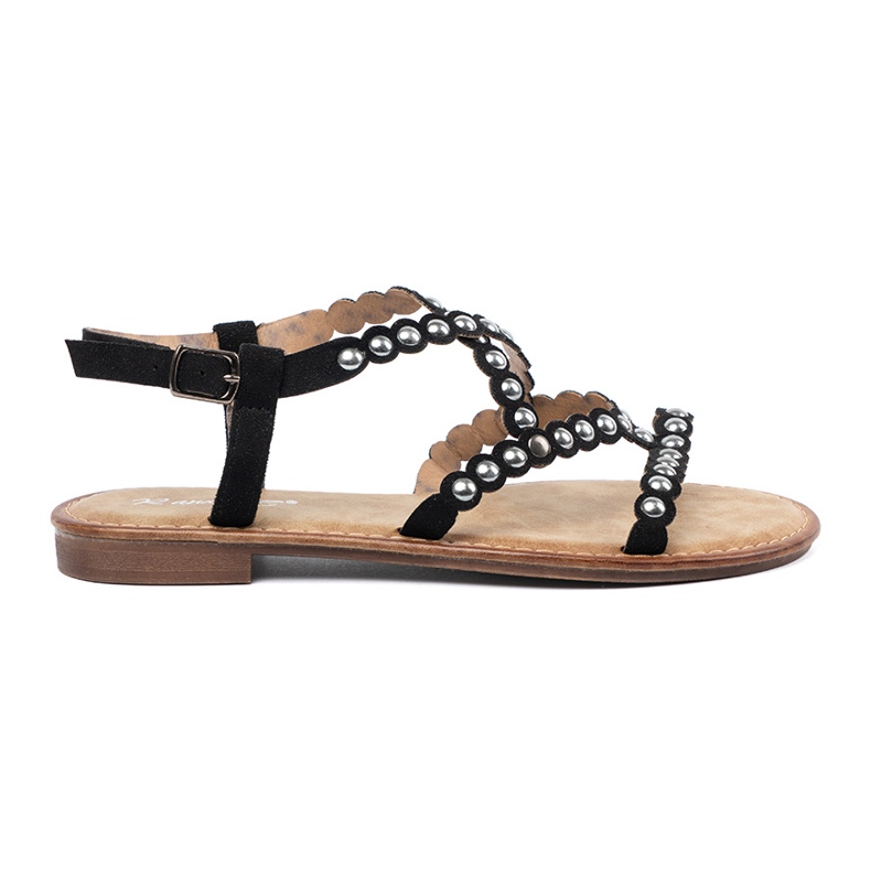 Black sandals decorated with studs 1