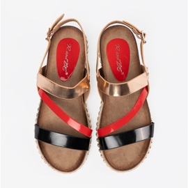 Women's sandals with a decorated sole golden 2