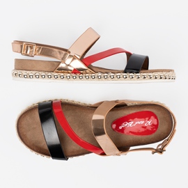 Women's sandals with a decorated sole golden 1