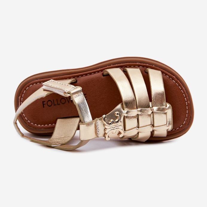 Girls' sandals with a decorative gold detail golden 2