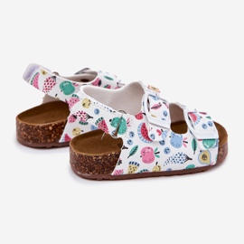Children's sandals on a cork sole with clamps white fruit 2 Children's sandals on a cork sole with clamps white fruit 2