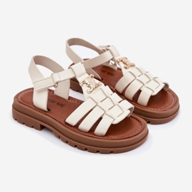 Girls' sandals with decorative detail beige 1 Girls' sandals with decorative detail beige 1