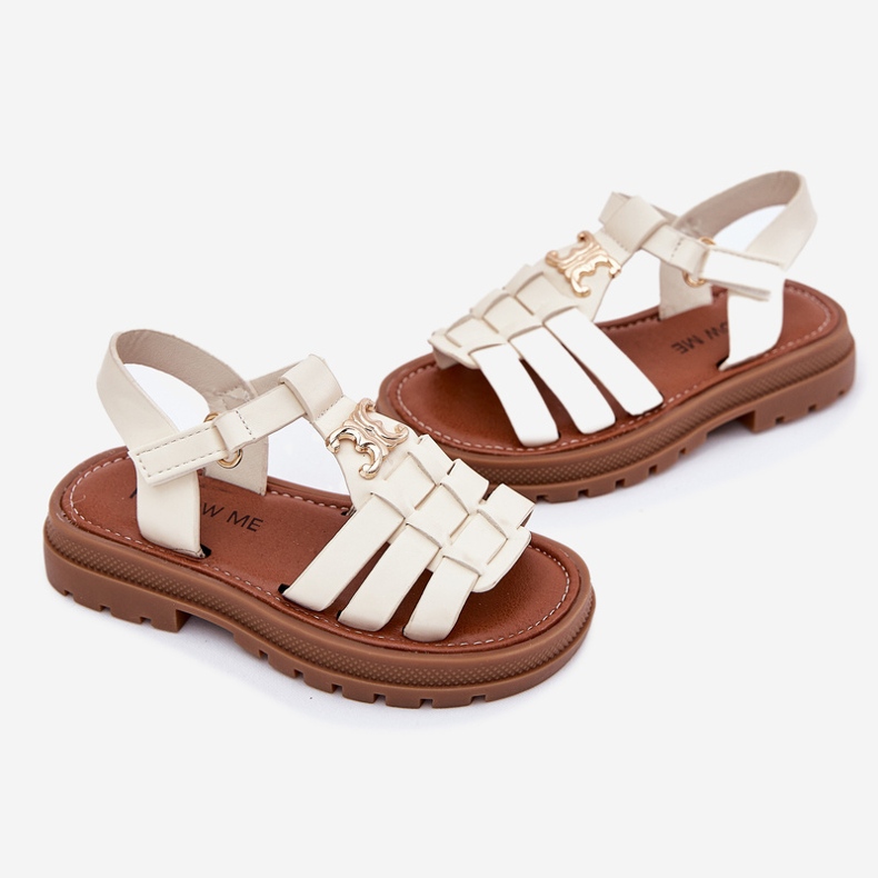 Girls' sandals with decorative detail beige 2