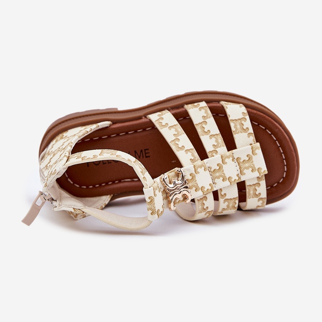 Girls' Gladiator sandals with golden detail beige 2