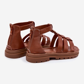Girls' Gladiator sandals with golden detail brown 2 Girls' Gladiator sandals with golden detail brown 2