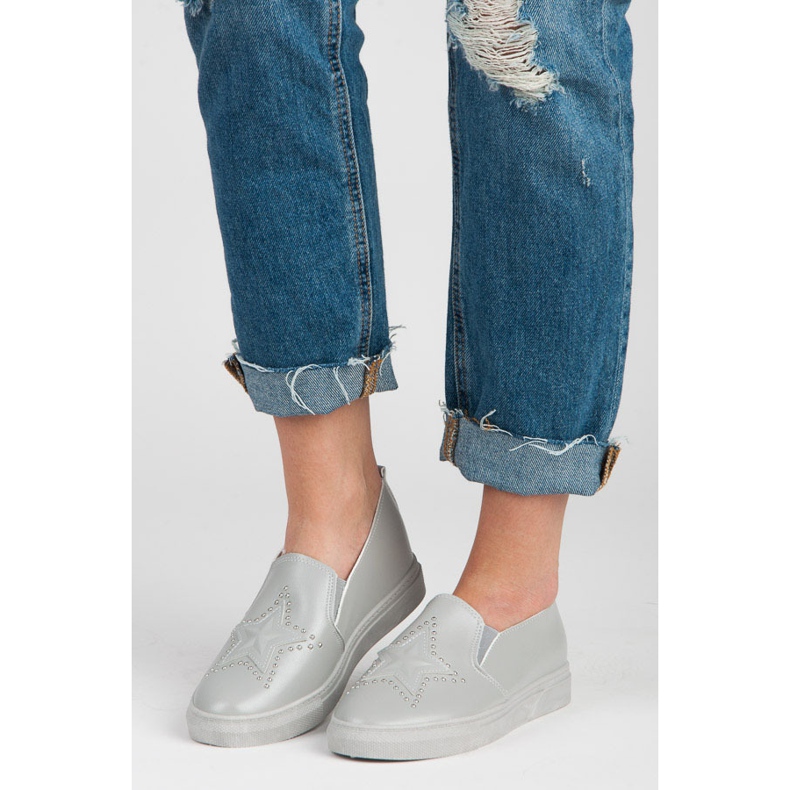 Gray Slipons With A Star grey 1