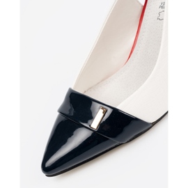 Goodin White and white pumps with an open heel 1