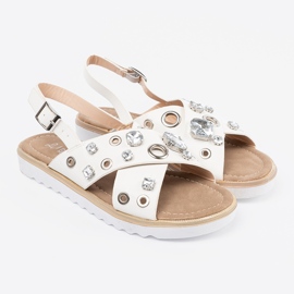 Shelvt White sandals with decorative studs 1